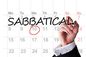 calendar showing sabbatical time blocked off